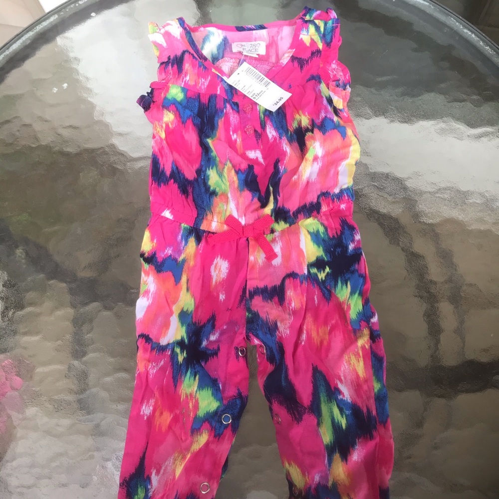 NWT 1989 Place Girls colorful jumpsuit, Size 9-12M